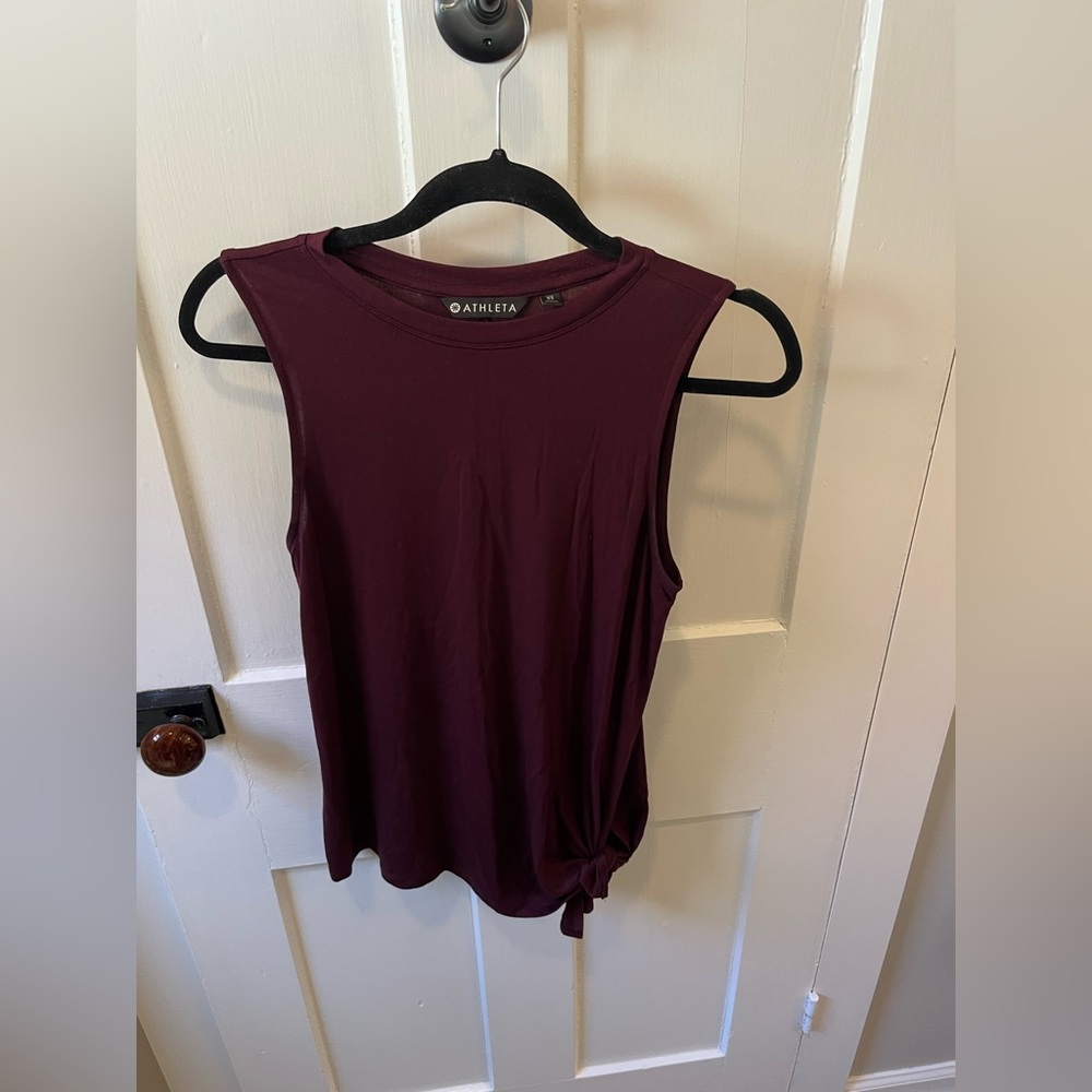 Athleta Deep Burgundy Sleeveless Tank with Side Knot